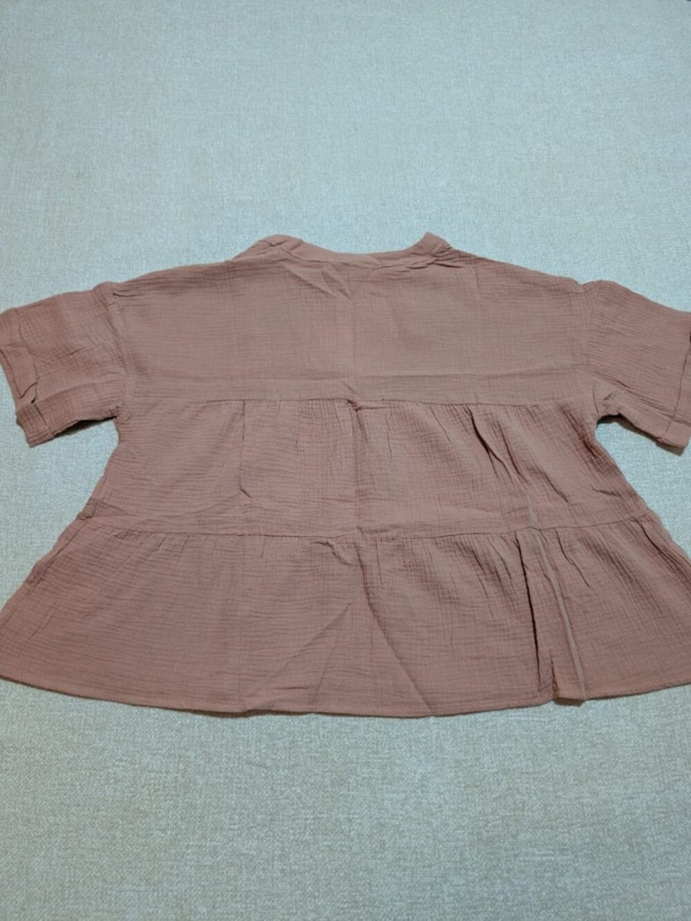 New In Dusty Rose Cotton Gauze Babydoll Top Size L NWT - Picture 2 of 7